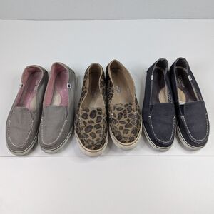 Sperry Women's Flats - Gray, Leopard, Navy Slip On Lot (3) Women's 7M
